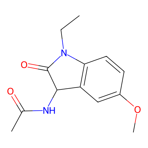 N-(1-ethyl-5-methoxy-2-oxo-2,3-dihydro-1H-indol-3-yl)acetamide structure