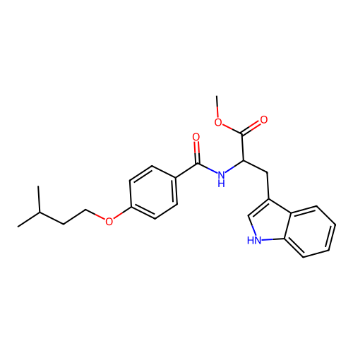 methyl N-{[4-(3-methylbutoxy)phenyl]carbonyl}tryptophanate structure