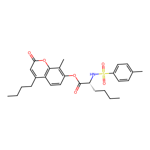 (4-butyl-8-methyl-2-oxochromen-7-yl) (2R)-2-[(4-methylphenyl)sulfonylamino]hexanoate structure