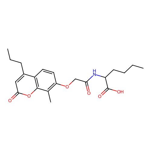 N-{[(8-methyl-2-oxo-4-propyl-2H-chromen-7-yl)oxy]acetyl}norleucine structure