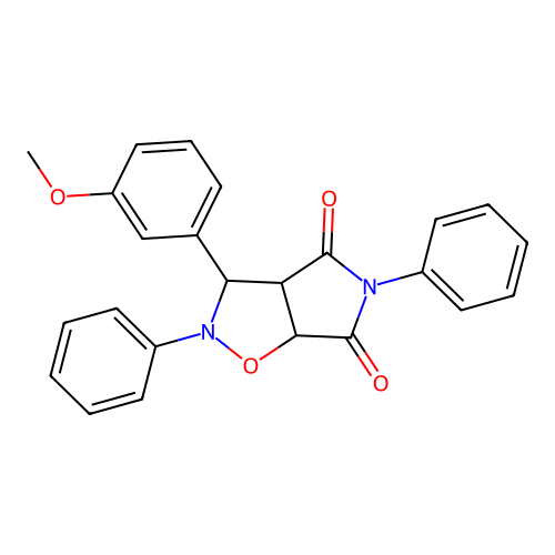3-(3-methoxyphenyl)-2,5-diphenyl-3a,6a-dihydro-3H-pyrrolo[3,4-d][1,2]oxazole-4,6-dione structure