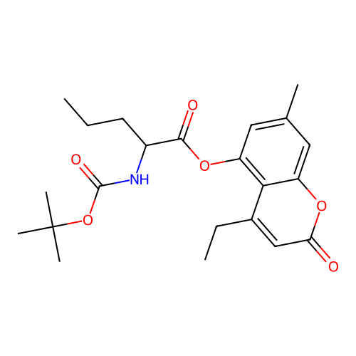 4-ethyl-7-methyl-2-oxo-2H-chromen-5-yl 2-((tert-butoxycarbonyl)amino)pentanoate structure