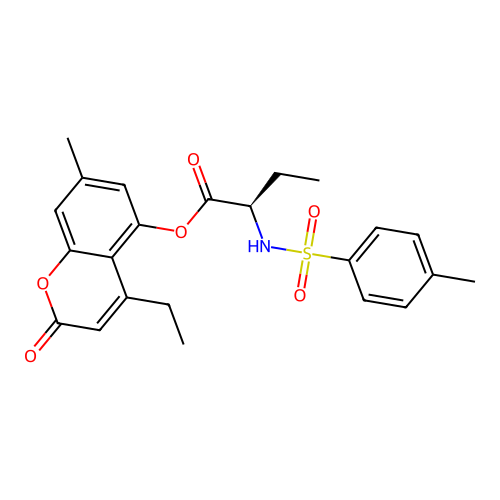 (4-ethyl-7-methyl-2-oxochromen-5-yl) (2R)-2-[(4-methylphenyl)sulfonylamino]butanoate structure