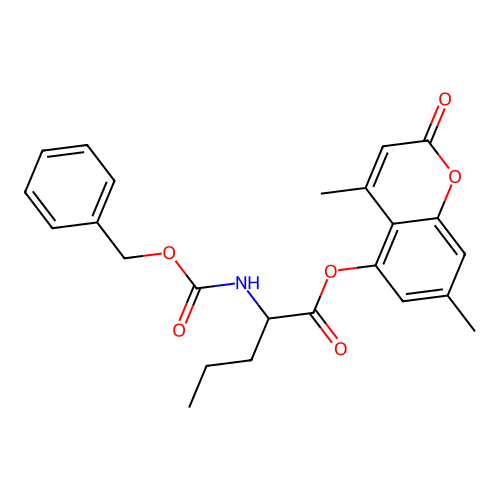 4,7-dimethyl-2-oxo-2H-chromen-5-yl 2-(((benzyloxy)carbonyl)amino)pentanoate structure