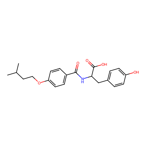 N-{[4-(3-methylbutoxy)phenyl]carbonyl}tyrosine structure