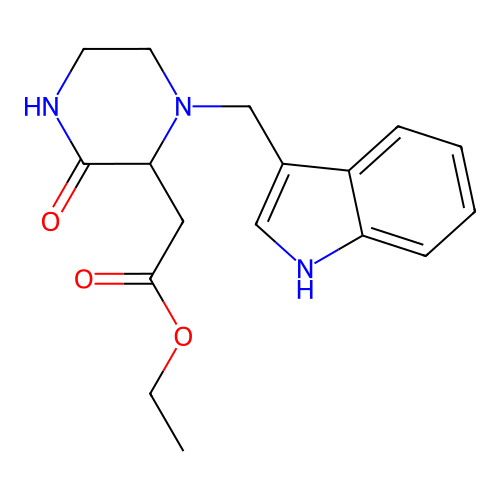 ethyl [1-(1H-indol-3-ylmethyl)-3-oxopiperazin-2-yl]acetate structure