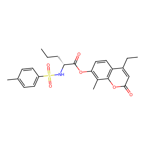 (4-ethyl-8-methyl-2-oxochromen-7-yl) (2R)-2-[(4-methylphenyl)sulfonylamino]pentanoate structure