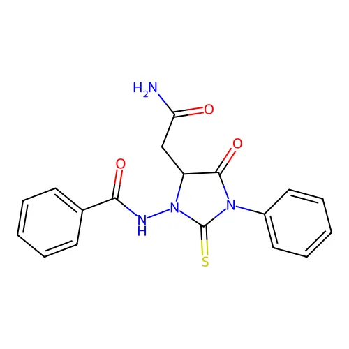N-[5-(2-氨基-2-氧代乙基)-4-氧代-3-苯基-2-硫代咪唑烷-1-基]苯甲酰胺 structure
