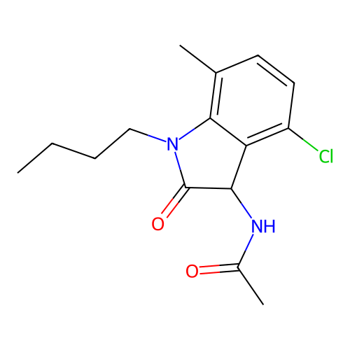 N-(1-butyl-4-chloro-7-methyl-2-oxo-2,3-dihydro-1H-indol-3-yl)acetamide structure