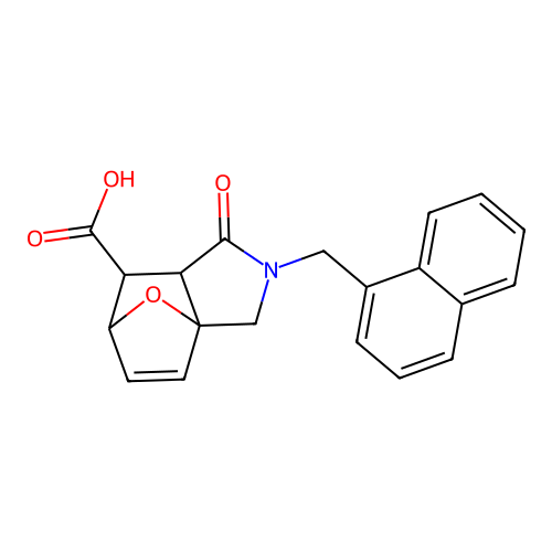 2-(naphthalen-1-ylmethyl)-1-oxo-1,2,3,6,7,7a-hexahydro-3a,6-epoxyisoindole-7-carboxylic acid structure