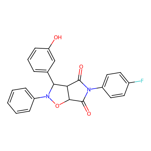 5-(4-fluorophenyl)-3-(3-hydroxyphenyl)-2-phenyl-3a,6a-dihydro-3H-pyrrolo[3,4-d][1,2]oxazole-4,6-dione structure
