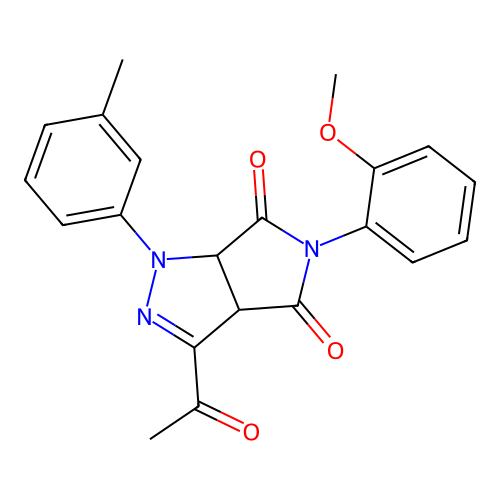 3-acetyl-5-(2-methoxyphenyl)-1-(3-methylphenyl)-3a,6a-dihydropyrrolo[3,4-c]pyrazole-4,6(1H,5H)-dione structure
