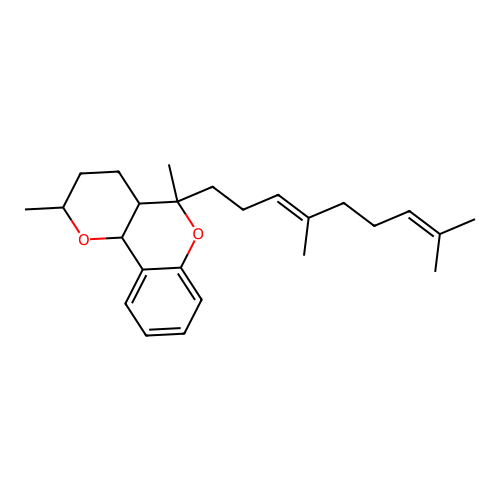 (E)-5-(4,8-dimethylnona-3,7-dien-1-yl)-2,5-dimethyl-2,3,4,4a,5,10b-hexahydropyrano[3,2-c]chromene structure