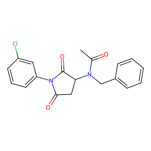 N-benzyl-N-[1-(3-chlorophenyl)-2,5-dioxopyrrolidin-3-yl]acetamide structure
