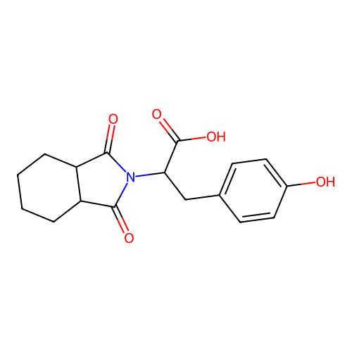 2-(1,3-dioxooctahydro-2H-isoindol-2-yl)-3-(4-hydroxyphenyl)propanoic acid structure