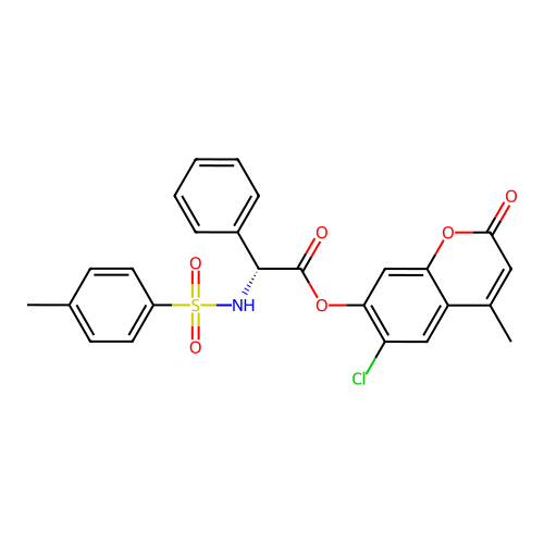 (6-chloro-4-methyl-2-oxochromen-7-yl) (2R)-2-[(4-methylphenyl)sulfonylamino]-2-phenylacetate structure