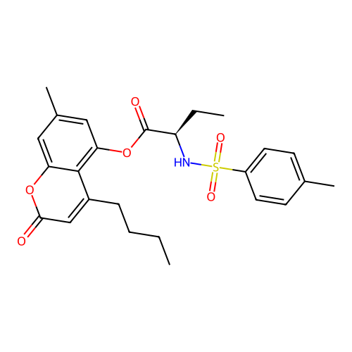 (4-butyl-7-methyl-2-oxochromen-5-yl) (2R)-2-[(4-methylphenyl)sulfonylamino]butanoate structure