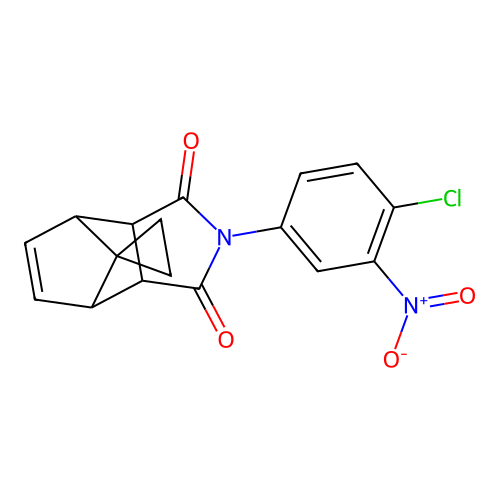 (3aR,4R,7S,7aS)-2-(4-chloro-3-nitrophenyl)-3a,4,7,7a-tetrahydro-1H-spiro[4,7-methanoisoindole-8,1'-cyclopropane]-1,3(2H)-dione structure
