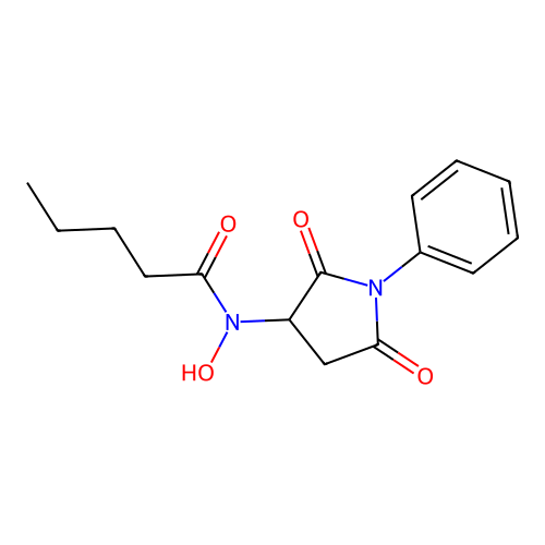 N-(2,5-dioxo-1-phenylpyrrolidin-3-yl)-N-hydroxypentanamide structure