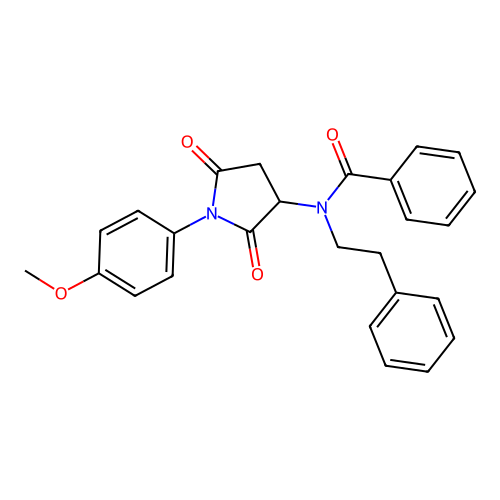 N-(1-(4-methoxyphenyl)-2,5-dioxopyrrolidin-3-yl)-N-phenethylbenzamide structure