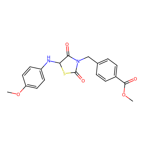 Methyl 4-((5-((4-methoxyphenyl)amino)-2,4-dioxothiazolidin-3-yl)methyl)benzoate structure