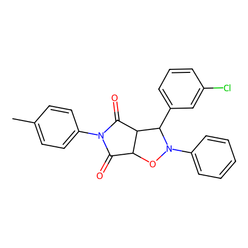 3-(3-chlorophenyl)-2-phenyl-5-(p-tolyl)dihydro-2H-pyrrolo[3,4-d]isoxazole-4,6(5H,6aH)-dione structure