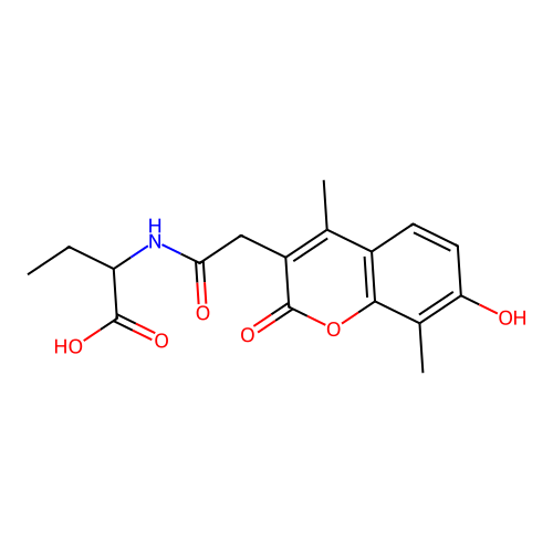 2-{[(7-hydroxy-4,8-dimethyl-2-oxo-2H-chromen-3-yl)acetyl]amino}butanoic acid structure