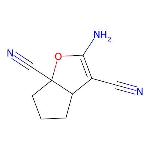 2-Amino-3a,4,5,6-tetrahydro-cyclopenta[b]furan-3,6a-dicarbonitrile structure