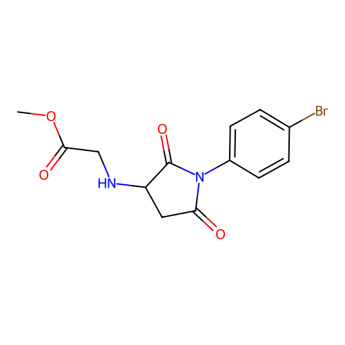 methyl N-[1-(4-bromophenyl)-2,5-dioxopyrrolidin-3-yl]glycinate structure
