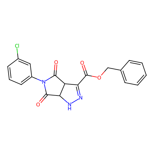 benzyl 5-(3-chlorophenyl)-4,6-dioxo-1,3a,4,5,6,6a-hexahydropyrrolo[3,4-c]pyrazole-3-carboxylate structure