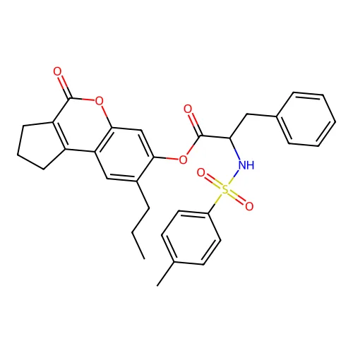 (4-氧代-8-丙基-2,3-二氢-1H-环戊[c]色烯-7-基) 2-[(4-甲基苯基)磺酰基氨基]-3-苯基丙酸酯 structure