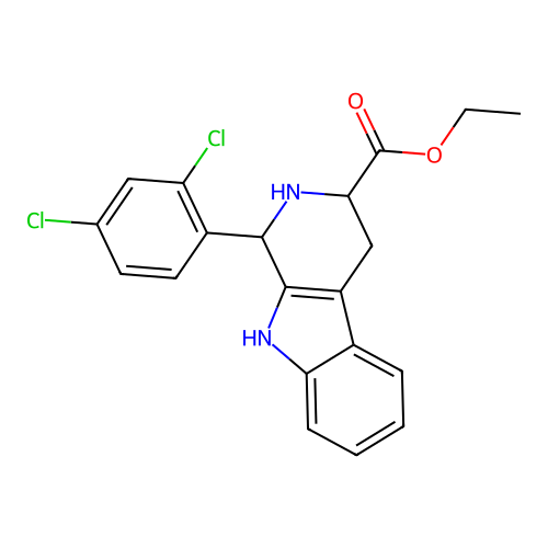 ethyl 1-(2,4-dichlorophenyl)-2,3,4,9-tetrahydro-1H-pyrido[3,4-b]indole-3-carboxylate structure
