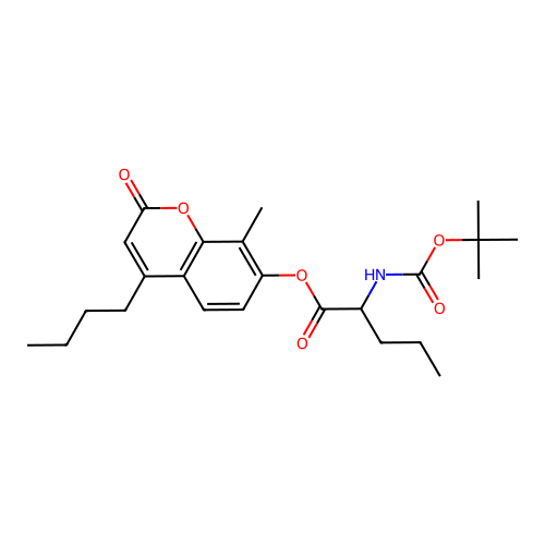 4-butyl-8-methyl-2-oxo-2H-chromen-7-yl 2-((tert-butoxycarbonyl)amino)pentanoate structure