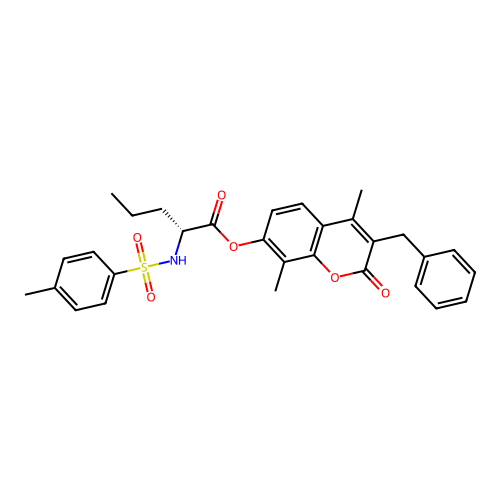 (3-benzyl-4,8-dimethyl-2-oxochromen-7-yl) (2R)-2-[(4-methylphenyl)sulfonylamino]pentanoate structure