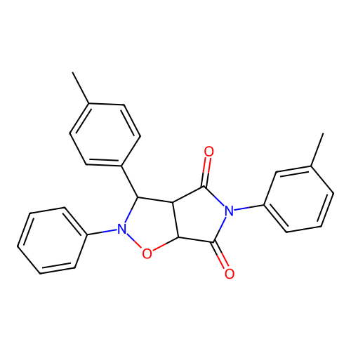2-phenyl-5-(m-tolyl)-3-(p-tolyl)dihydro-2H-pyrrolo[3,4-d]isoxazole-4,6(5H,6aH)-dione structure