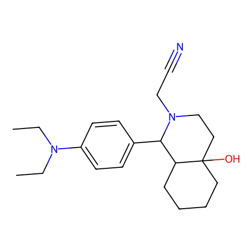 {1-[4-(diethylamino)phenyl]-4a-hydroxyoctahydroisoquinolin-2(1H)-yl}acetonitrile structure