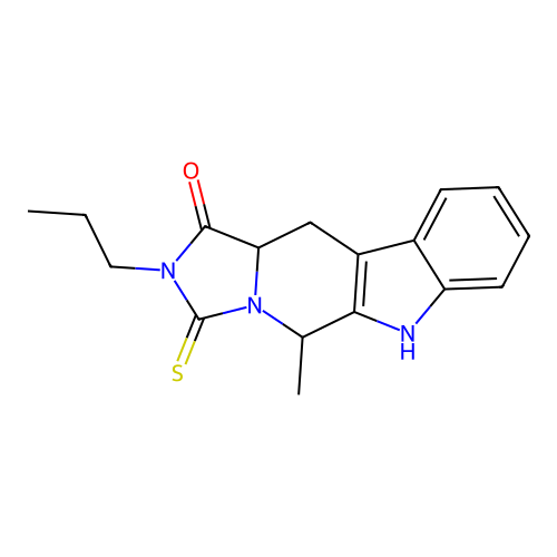 5-methyl-2-propyl-3-thioxo-2,3,5,6,11,11a-hexahydro-1H-imidazo[1',5':1,6]pyrido[3,4-b]indol-1-one structure