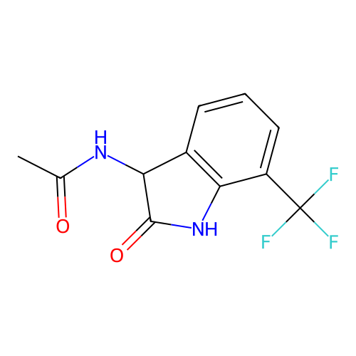N-[2-oxo-7-(trifluoromethyl)-2,3-dihydro-1H-indol-3-yl]acetamide structure