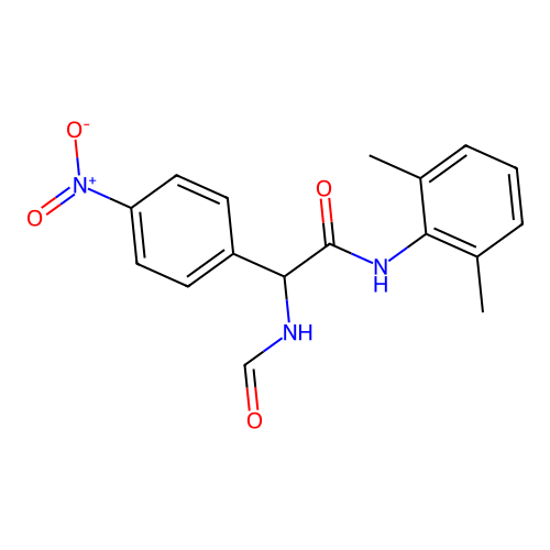 N-(2,6-dimethylphenyl)-2-formamido-2-(4-nitrophenyl)acetamide structure