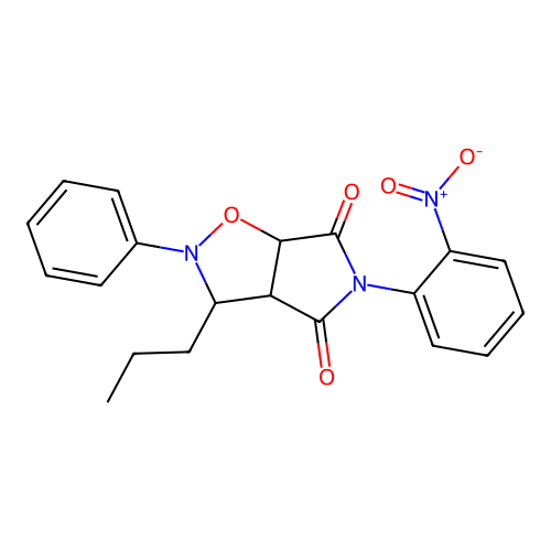 5-(2-nitrophenyl)-2-phenyl-3-propyldihydro-2H-pyrrolo[3,4-d]isoxazole-4,6(5H,6aH)-dione structure
