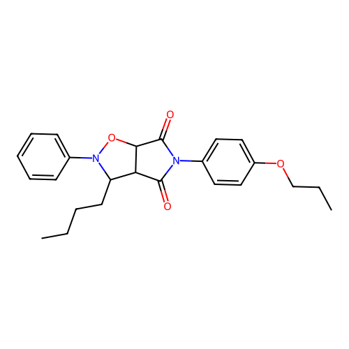 3-butyl-2-phenyl-5-(4-propoxyphenyl)dihydro-2H-pyrrolo[3,4-d]isoxazole-4,6(5H,6aH)-dione structure