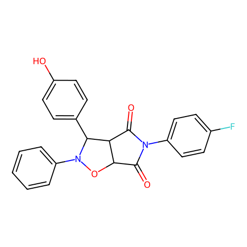 5-(4-fluorophenyl)-3-(4-hydroxyphenyl)-2-phenyl-3a,6a-dihydro-3H-pyrrolo[3,4-d][1,2]oxazole-4,6-dione structure