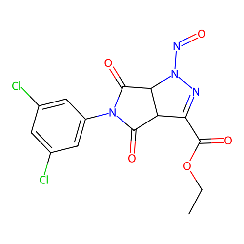 ethyl 5-(3,5-dichlorophenyl)-1-nitroso-4,6-dioxo-1,3a,4,5,6,6a-hexahydropyrrolo[3,4-c]pyrazole-3-carboxylate structure