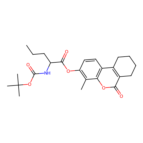 (4-methyl-6-oxo-7,8,9,10-tetrahydrobenzo[c]chromen-3-yl) 2-[(2-methylpropan-2-yl)oxycarbonylamino]pentanoate structure