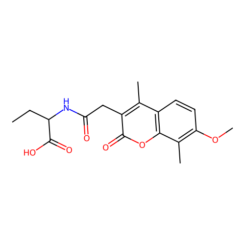 2-(2-(7-methoxy-4,8-dimethyl-2-oxo-2H-chromen-3-yl)acetamido)butanoic acid structure