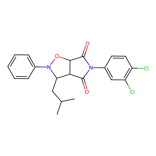 5-(3,4-dichlorophenyl)-3-(2-methylpropyl)-2-phenyl-3a,6a-dihydro-3H-pyrrolo[3,4-d][1,2]oxazole-4,6-dione structure