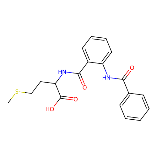 N-({2-[(phenylcarbonyl)amino]phenyl}carbonyl)methionine structure