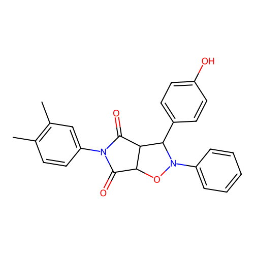 5-(3,4-dimethylphenyl)-3-(4-hydroxyphenyl)-2-phenyl-3a,6a-dihydro-3H-pyrrolo[3,4-d][1,2]oxazole-4,6-dione structure