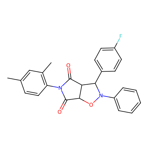 5-(2,4-dimethylphenyl)-3-(4-fluorophenyl)-2-phenyl-3a,6a-dihydro-3H-pyrrolo[3,4-d][1,2]oxazole-4,6-dione structure