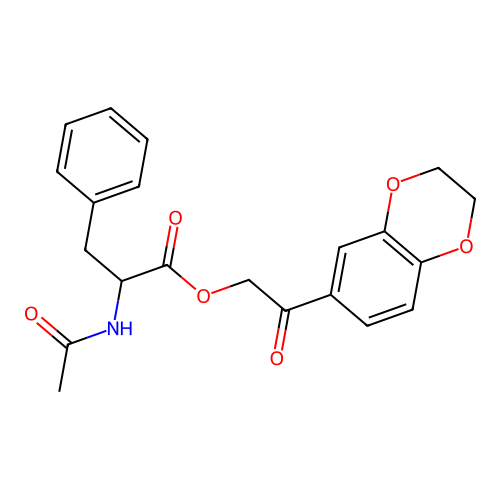 2-(2,3-dihydrobenzo[b][1,4]dioxin-6-yl)-2-oxoethyl 2-acetamido-3-phenylpropanoate structure